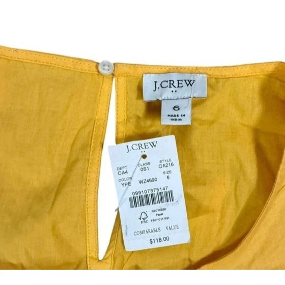 J.Crew Factory 100% Cotton Dress Size 6 Yellow Pineapple NWT Lined Pockets